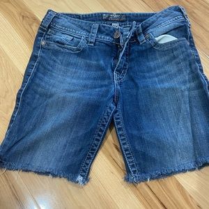 Silver jean shorts